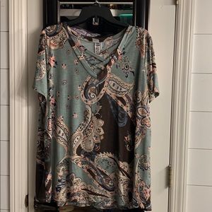 Crisscross neck top ladies top